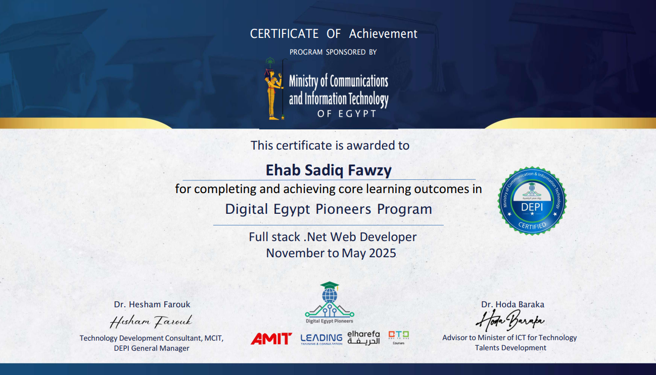 Full Stack .NET Web Developer Certificate - Complete web development with .NET technologies